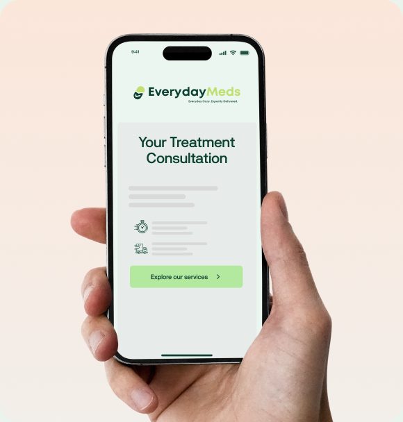 EverydayMeds online treatment consultation shown on a phone